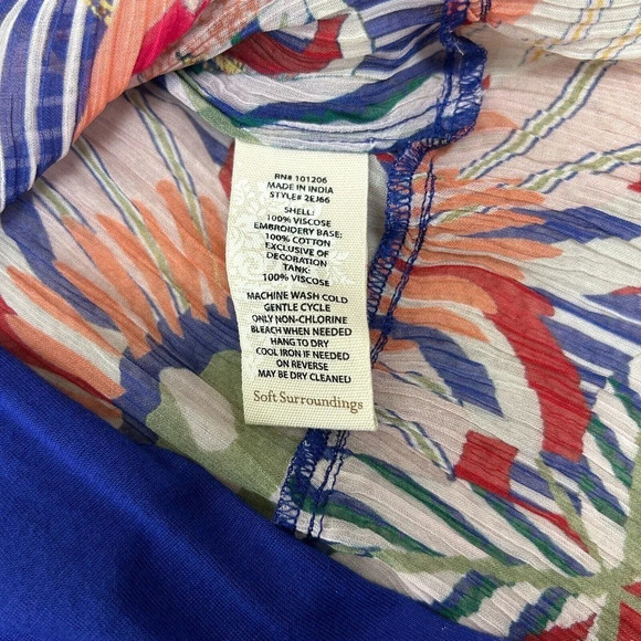 Soft Surroundings Tunic Womens Medium Colorful Floral Fringe Embroidery Ladies - Picture 13 of 13